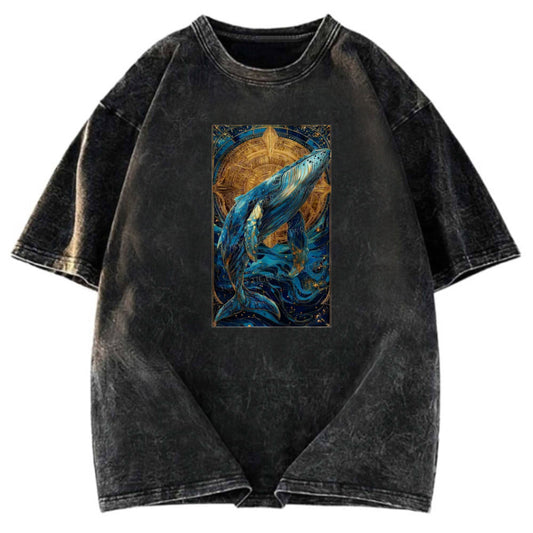 Tokyosol The Celestial Whale: Guardian Of The Stars Washed T-Shirt