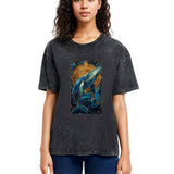 Tokyosol The Celestial Whale: Guardian Of The Stars Washed T-Shirt