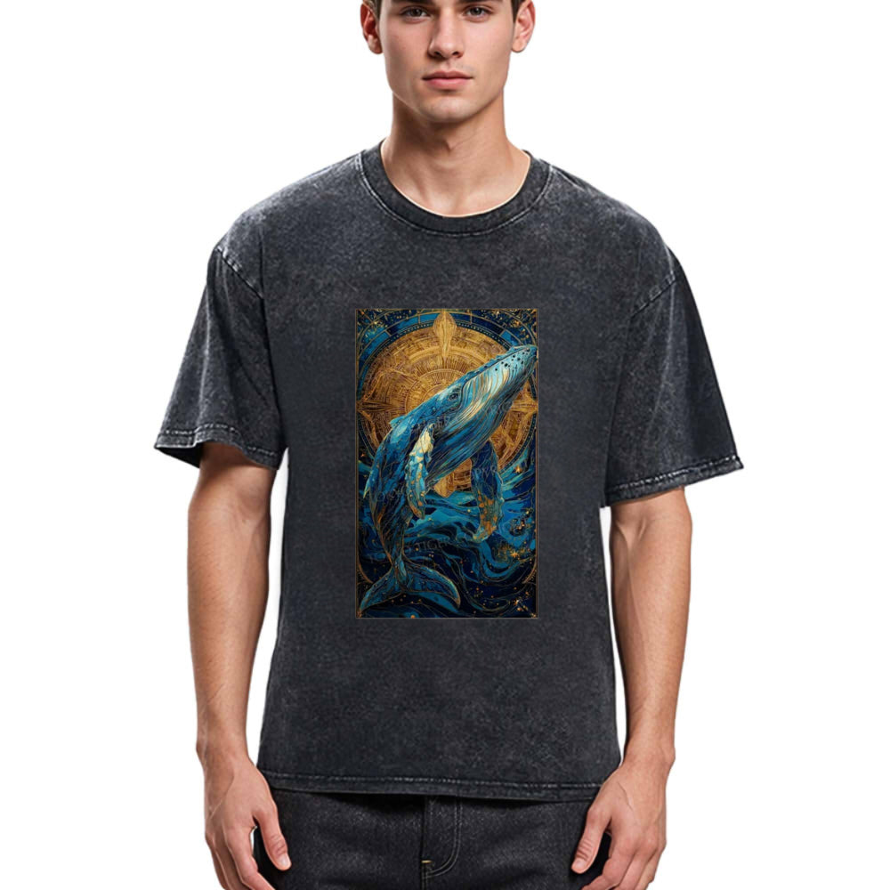Tokyosol The Celestial Whale: Guardian Of The Stars Washed T-Shirt