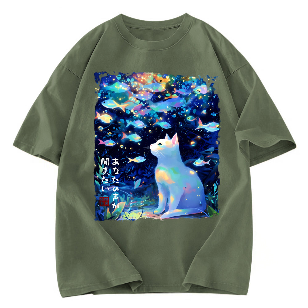 Tokyosol Cat&Fish: I Want to Hear Your Voice Washed T-Shirt