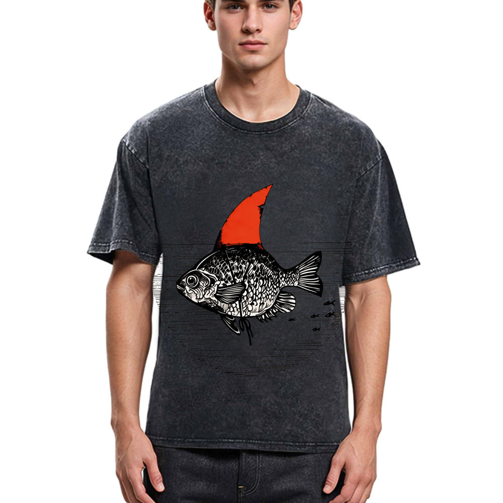 Tokyosol Shark In The Fish Tank Washed T-Shirt