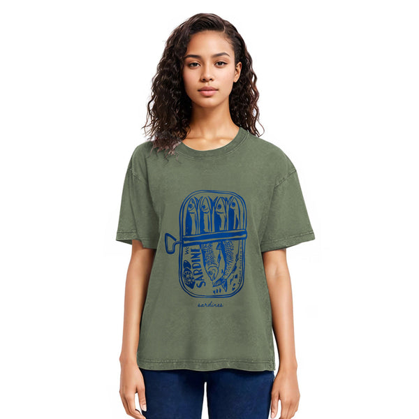 Tokyosol Woodcut Sardines Washed T-Shirt