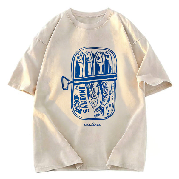 Tokyosol Woodcut Sardines Washed T-Shirt