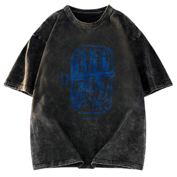 Tokyosol Woodcut Sardines Washed T-Shirt