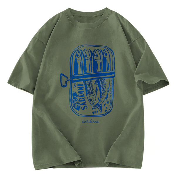 Tokyosol Woodcut Sardines Washed T-Shirt