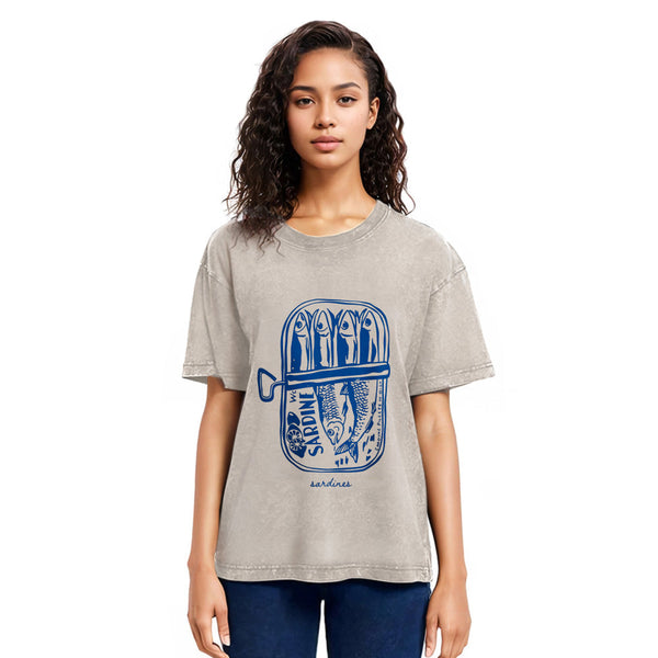 Tokyosol Woodcut Sardines Washed T-Shirt