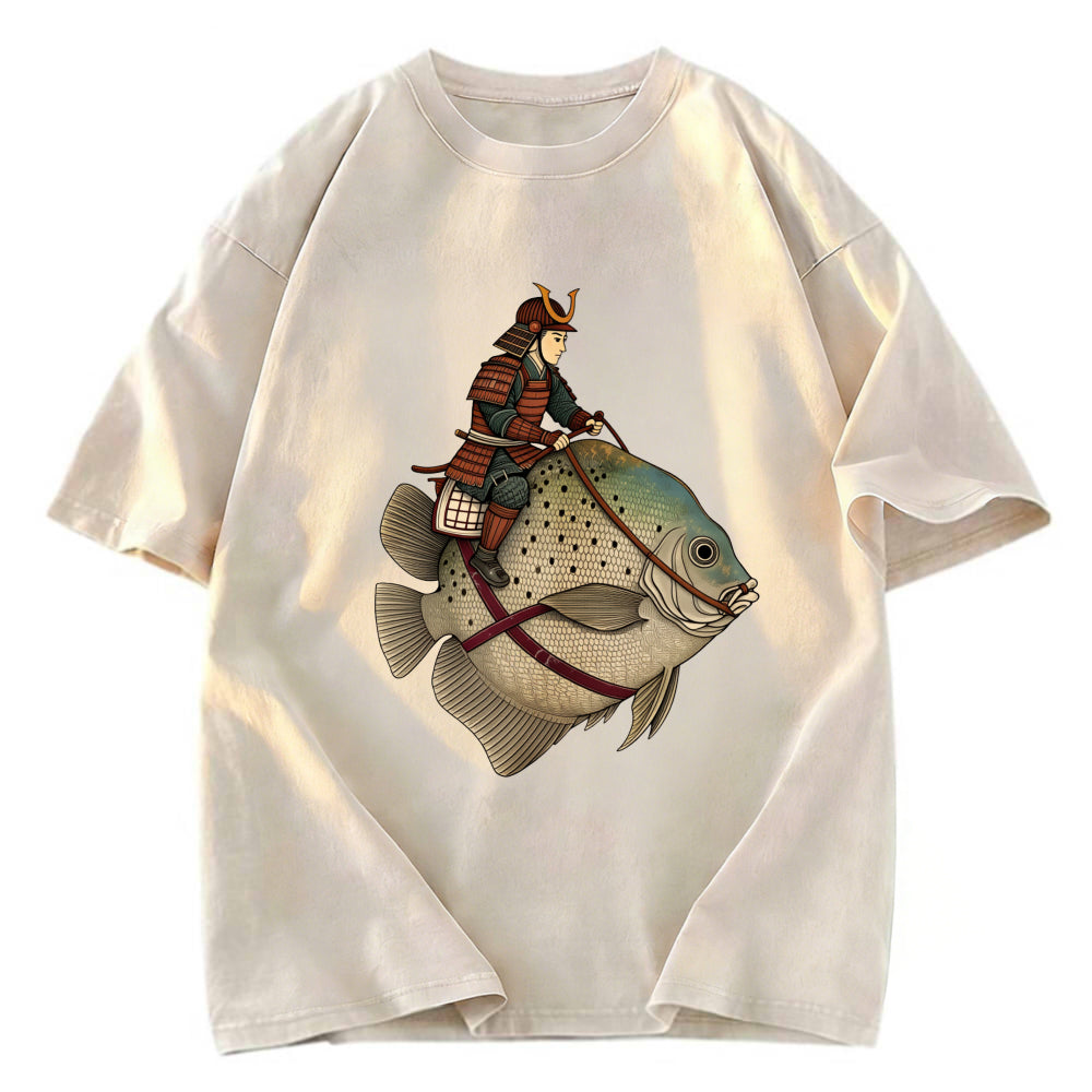 Tokyosol Samurai Riding A Fish Washed T-Shirt