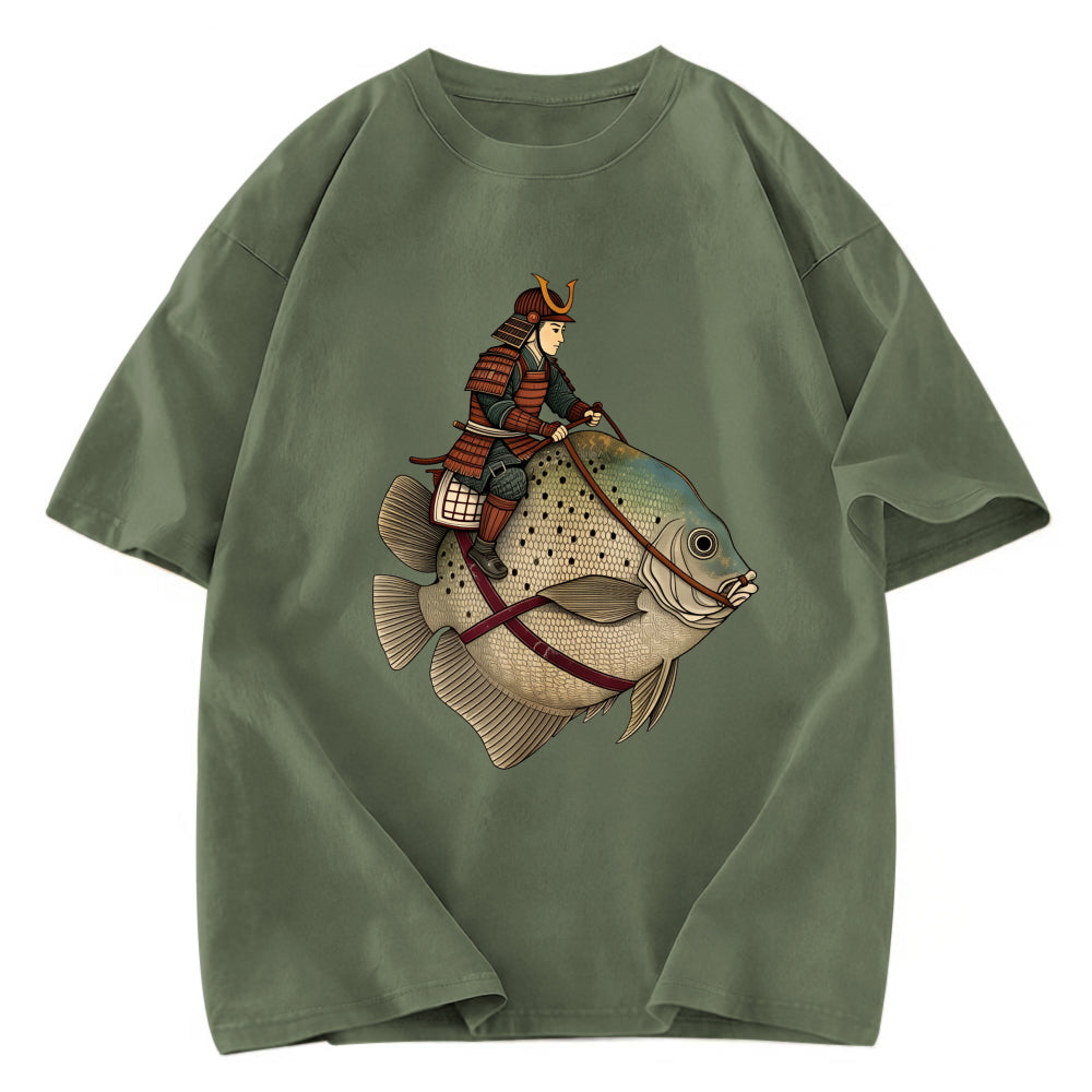 Tokyosol Samurai Riding A Fish Washed T-Shirt