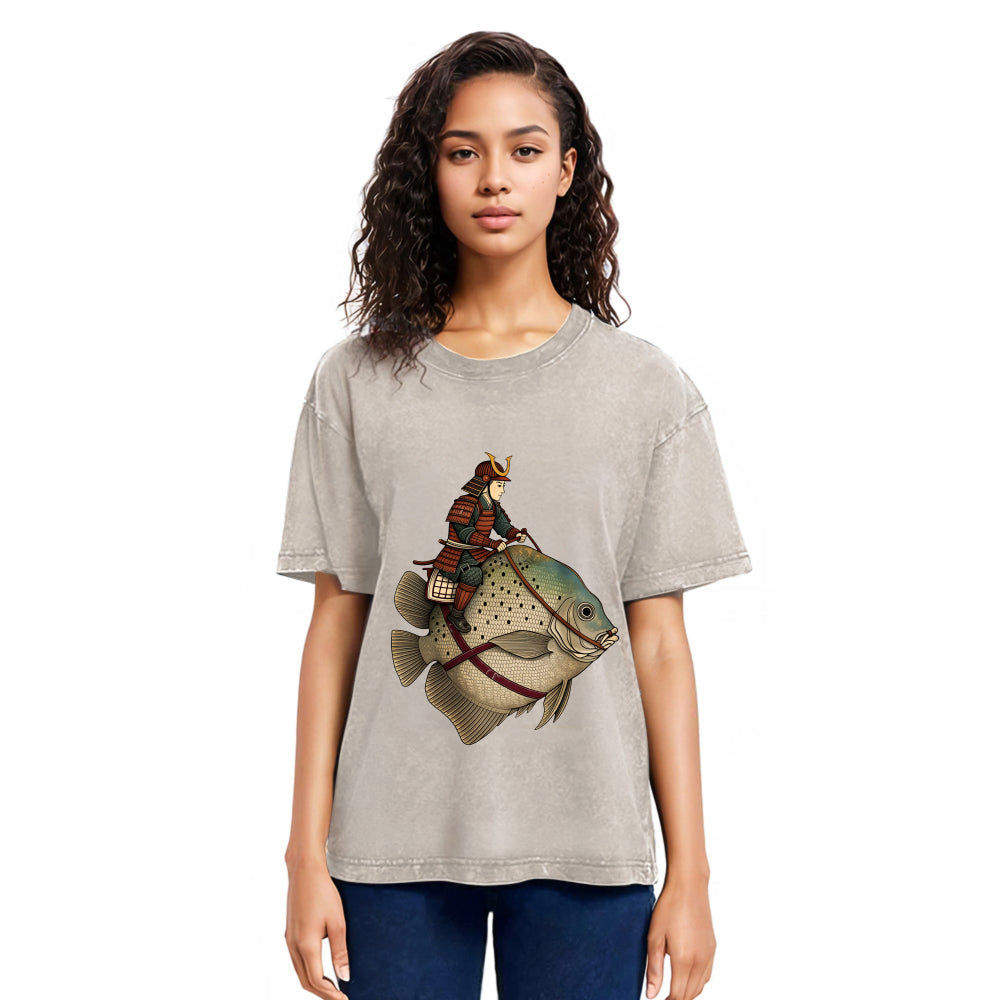Tokyosol Samurai Riding A Fish Washed T-Shirt