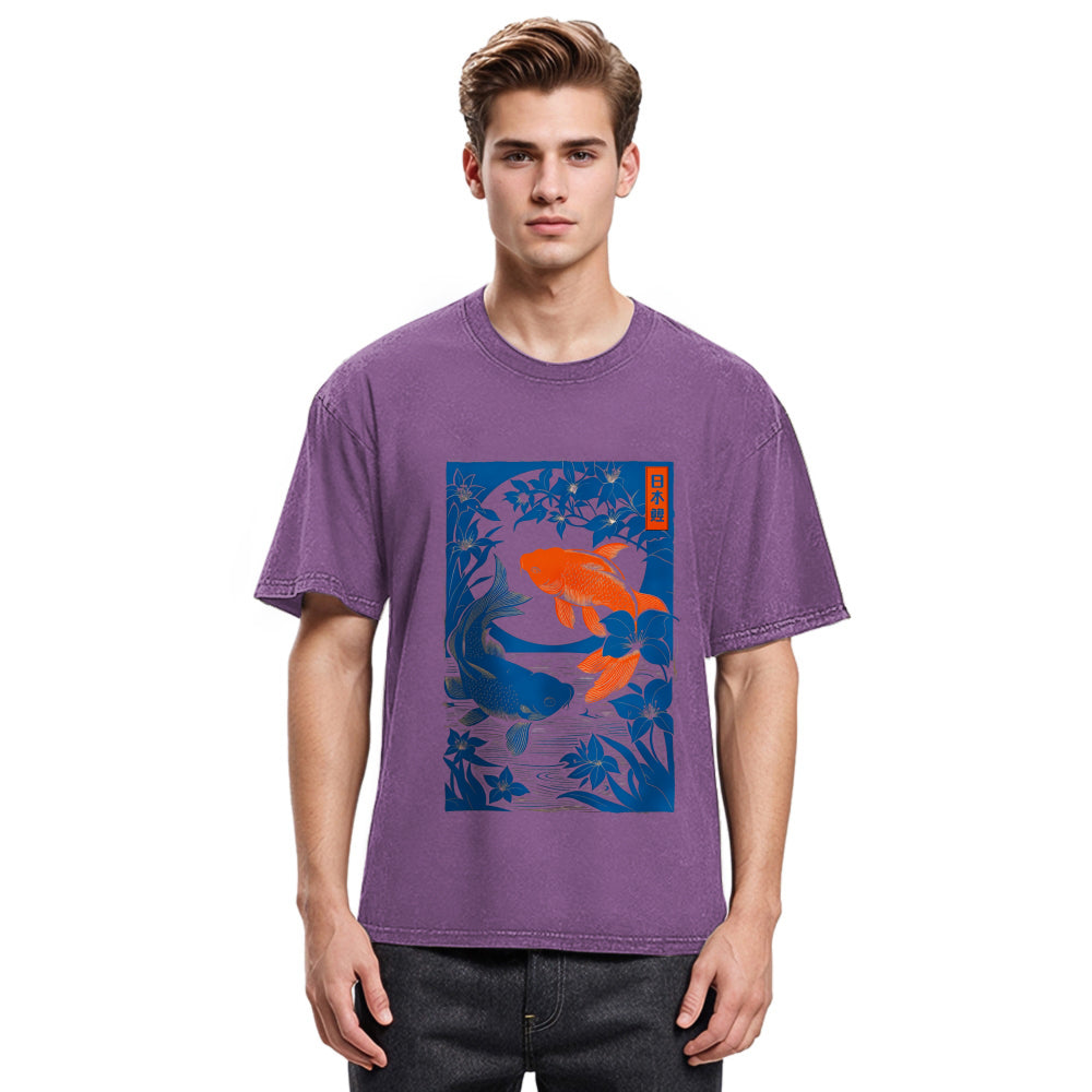 Tokyosol Woodcut Koi Washed T-Shirt