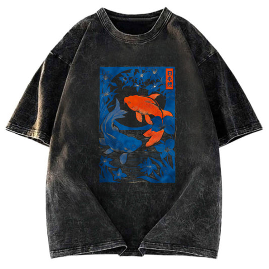 Tokyosol Woodcut Koi Washed T-Shirt