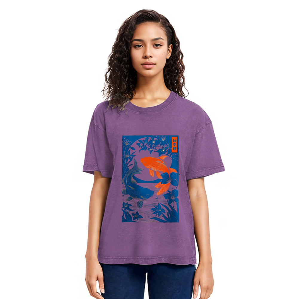 Tokyosol Woodcut Koi Washed T-Shirt