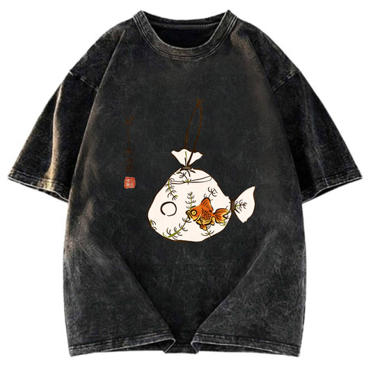 Tokyosol Vintage Carp Painting Washed T-Shirt