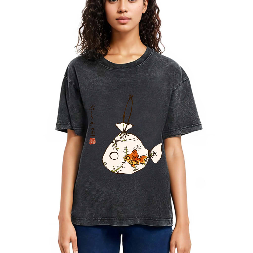 Tokyosol Vintage Carp Painting Washed T-Shirt