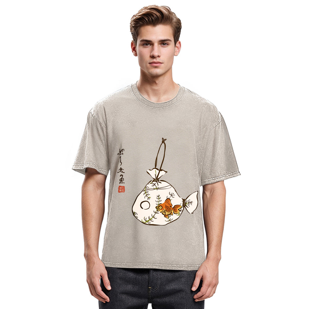 Tokyosol Vintage Carp Painting Washed T-Shirt