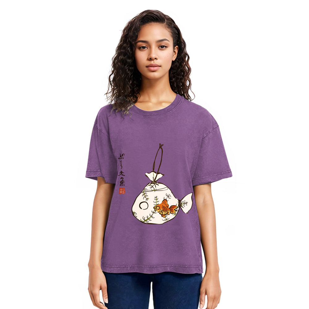 Tokyosol Vintage Carp Painting Washed T-Shirt