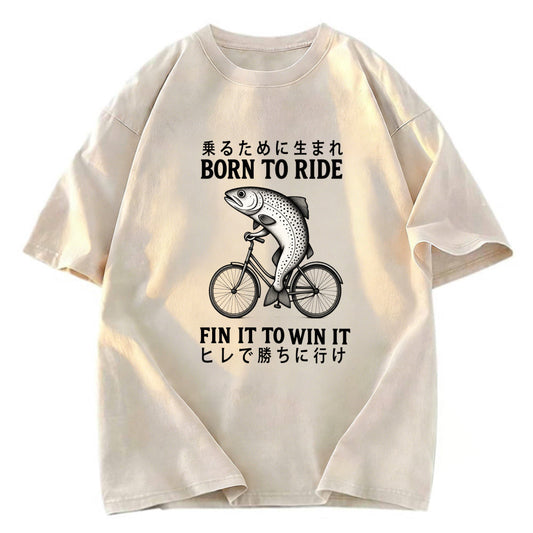 Tokyosol Born To Ride Funny Fish Washed T-Shirt