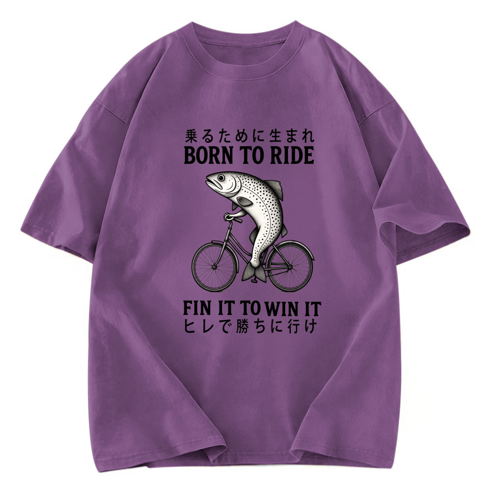 Tokyosol Born To Ride Funny Fish Washed T-Shirt