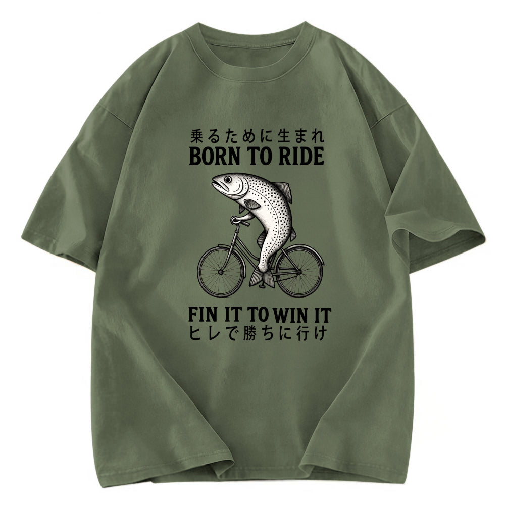 Tokyosol Born To Ride Funny Fish Washed T-Shirt
