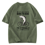 Tokyosol Born To Ride Funny Fish Washed T-Shirt