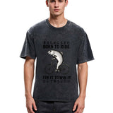 Tokyosol Born To Ride Funny Fish Washed T-Shirt