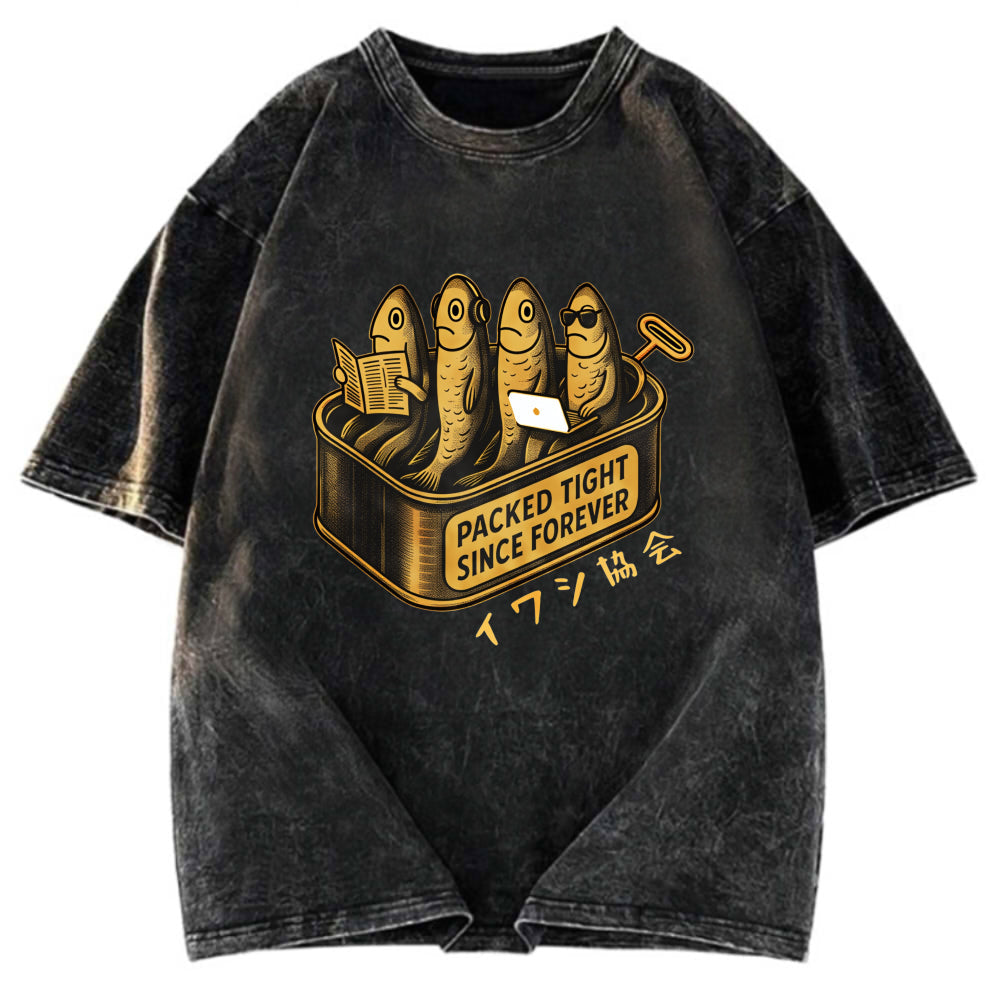 Tokyosol Sardines Office Worker Washed T-Shirt