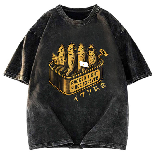 Tokyosol Sardines Office Worker Washed T-Shirt