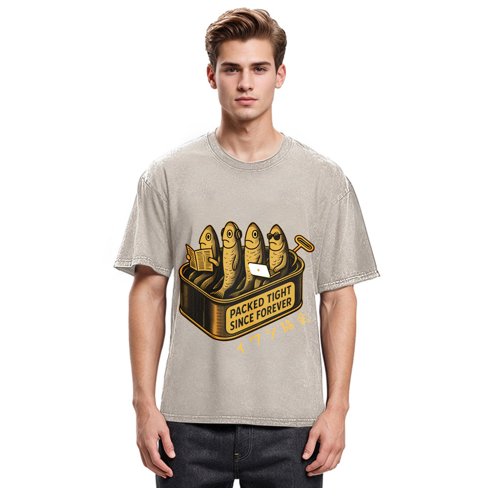 Tokyosol Sardines Office Worker Washed T-Shirt
