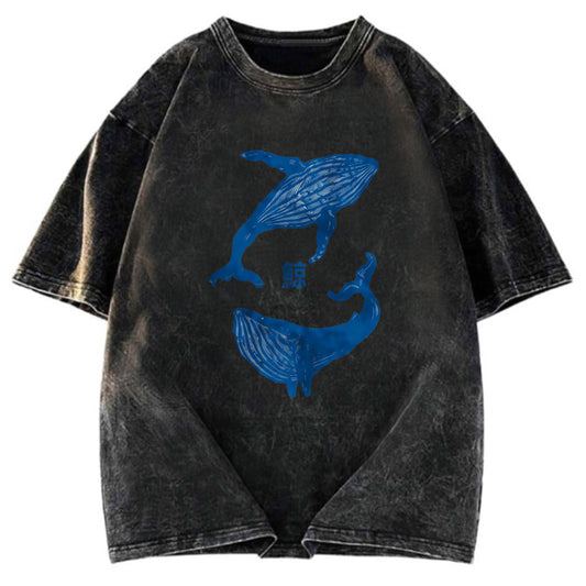 Tokyosol Japanese whale Washed T-Shirt