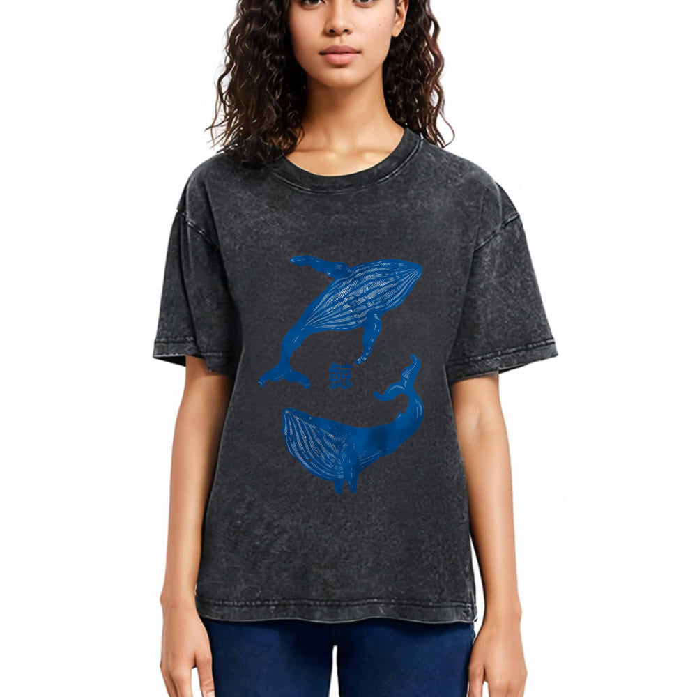 Tokyosol Japanese whale Washed T-Shirt