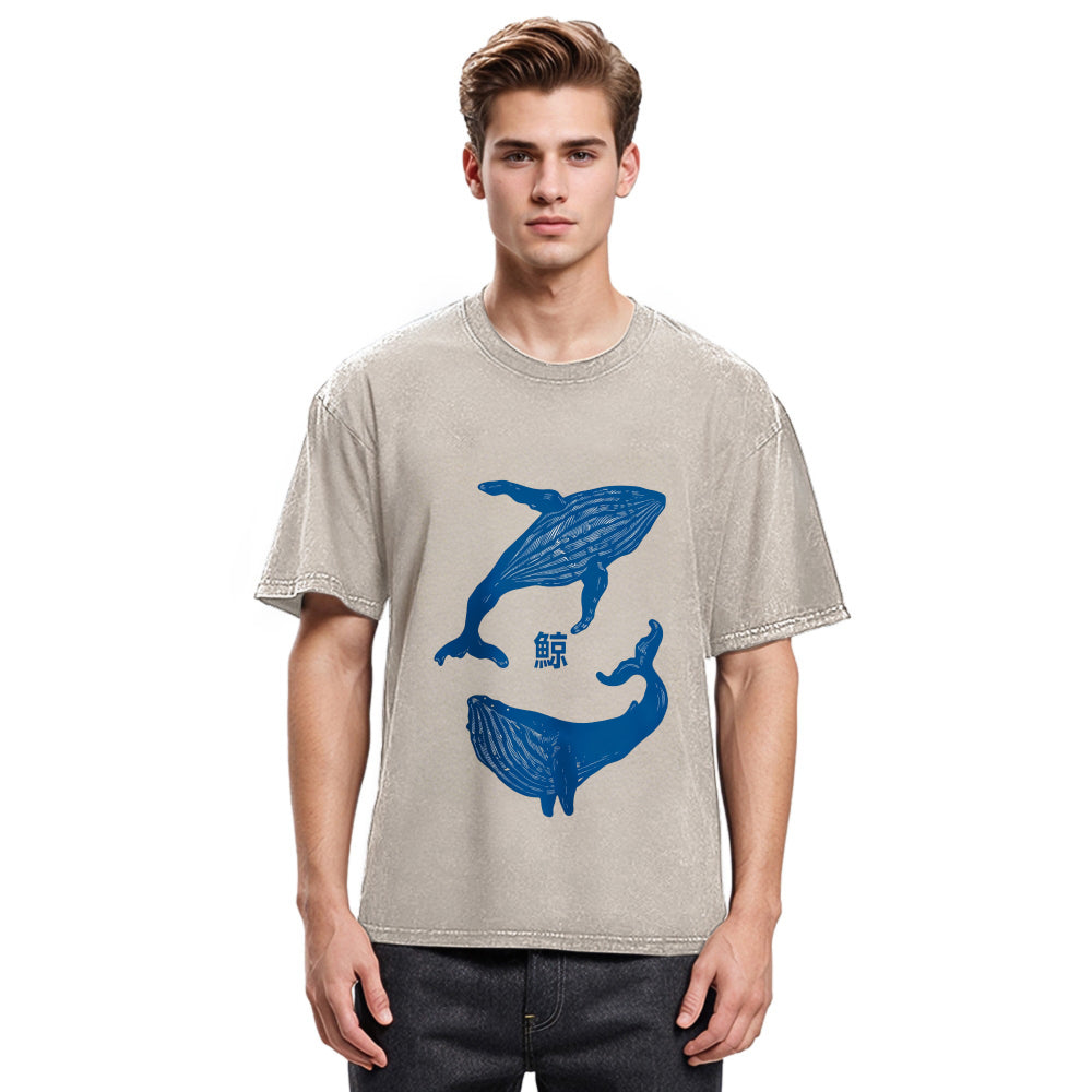 Tokyosol Japanese whale Washed T-Shirt