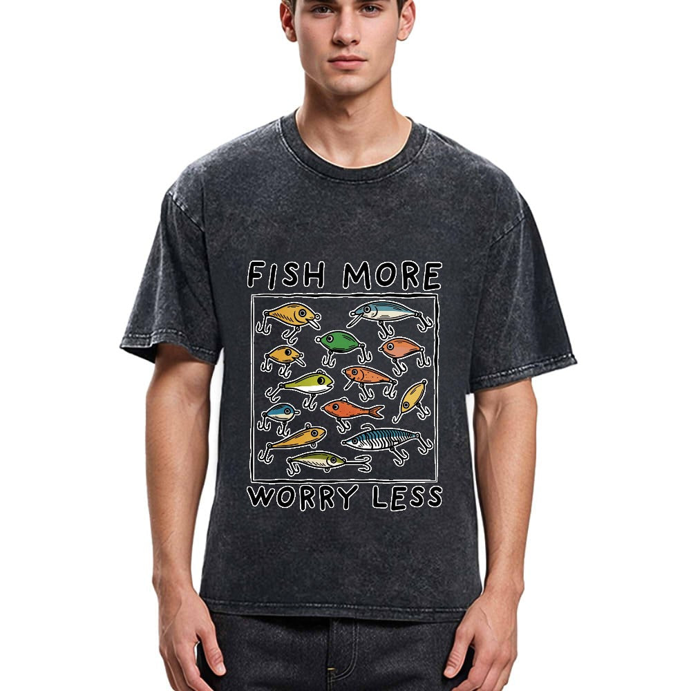 Tokyosol Funny Fish Hook Washed T-Shirt