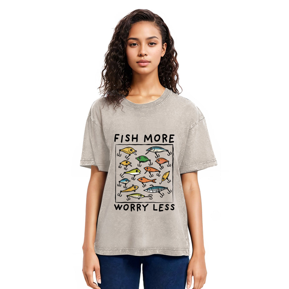 Tokyosol Funny Fish Hook Washed T-Shirt