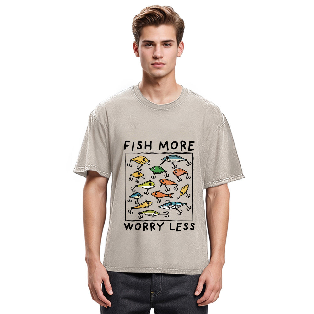 Tokyosol Funny Fish Hook Washed T-Shirt