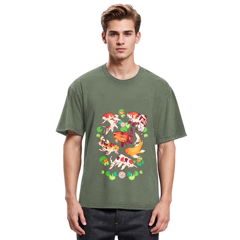 Tokyosol Retro Koi Group Washed T-Shirt