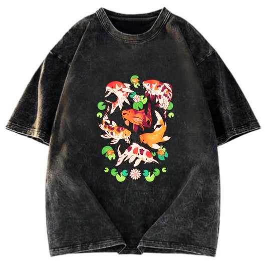 Tokyosol Retro Koi Group Washed T-Shirt