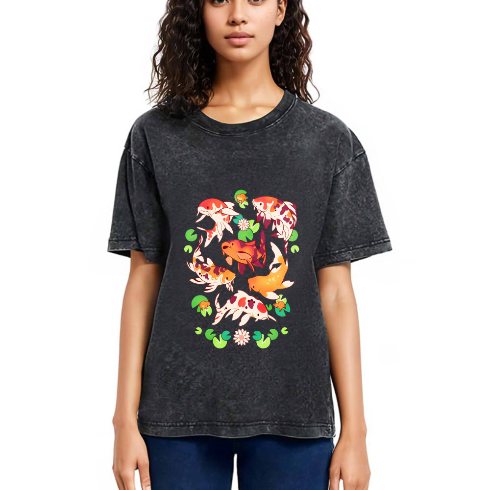 Tokyosol Retro Koi Group Washed T-Shirt