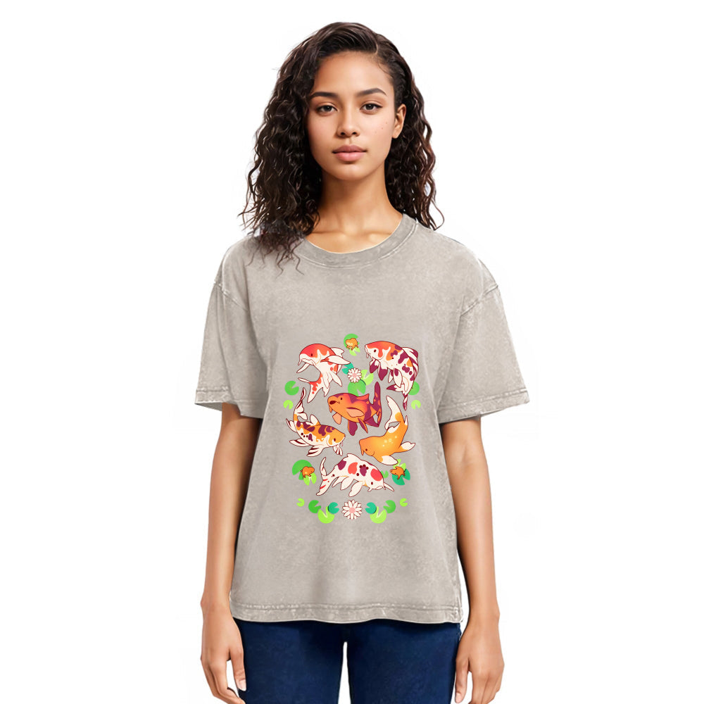 Tokyosol Retro Koi Group Washed T-Shirt