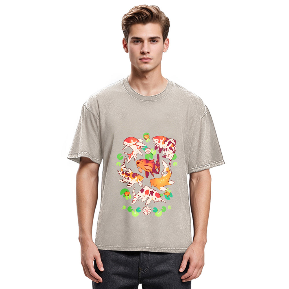 Tokyosol Retro Koi Group Washed T-Shirt