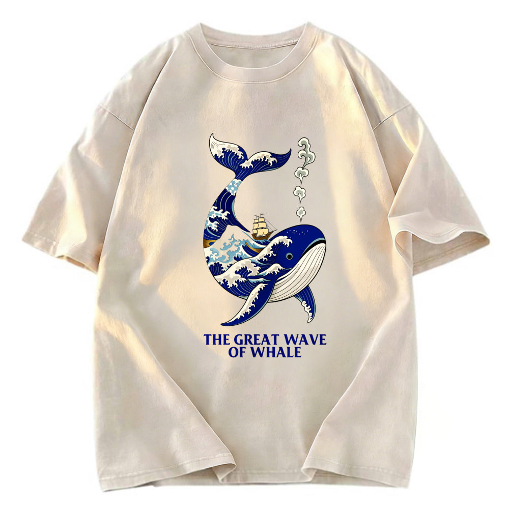 Tokyosol Ukiyoe Wave Whale Washed T-Shirt