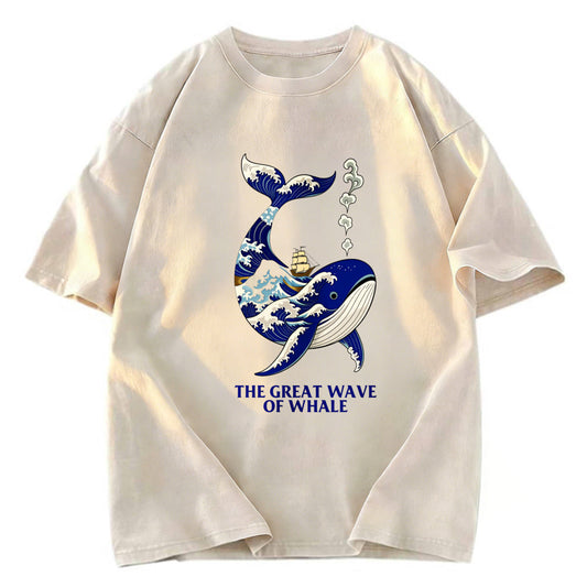 Tokyosol Ukiyoe Wave Whale Washed T-Shirt