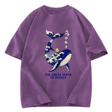 Tokyosol Ukiyoe Wave Whale Washed T-Shirt