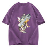 Tokyosol Cats Caught Tuna Washed T-Shirt