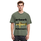 Tokyosol Interesting Fish Art Washed T-Shirt