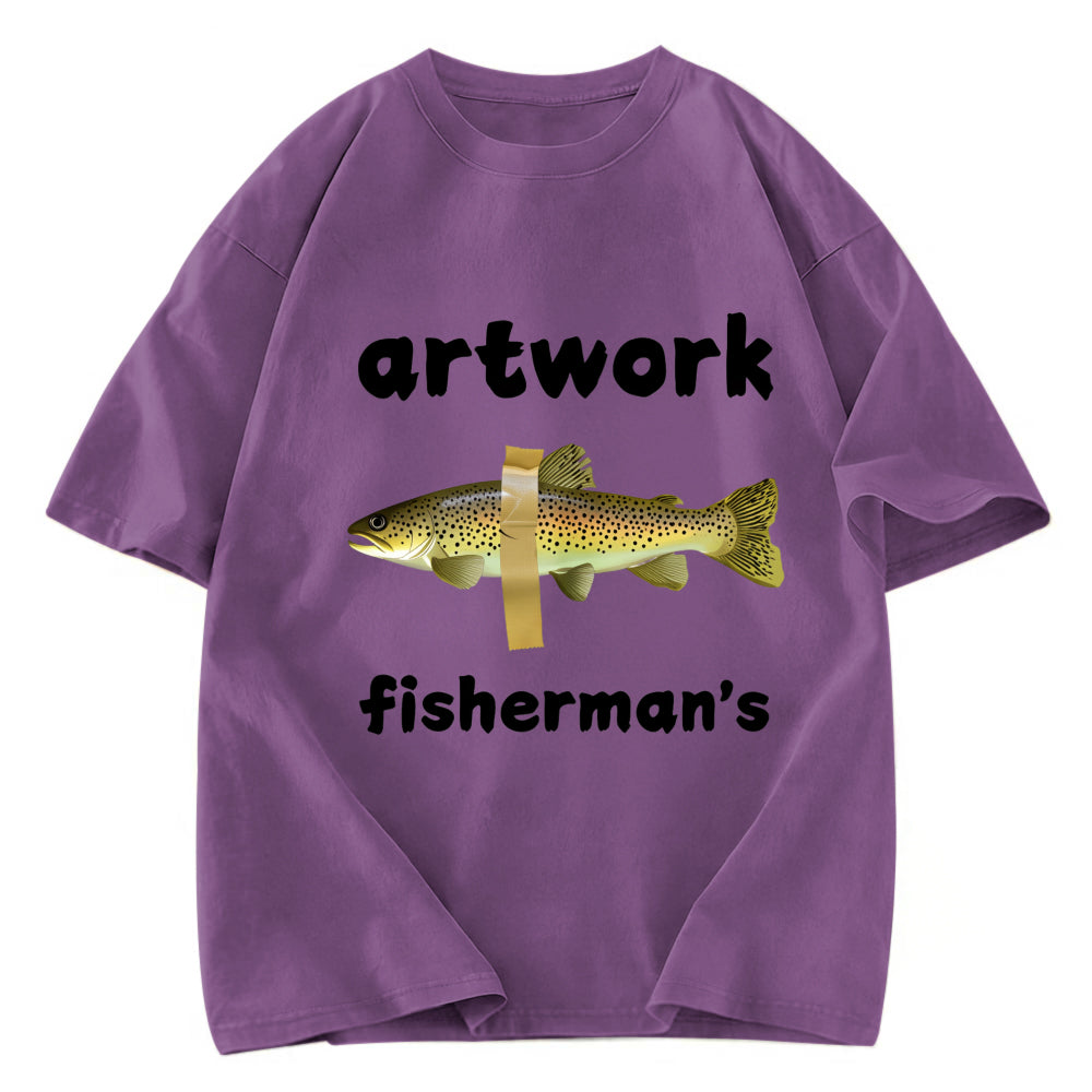Tokyosol Interesting Fish Art Washed T-Shirt