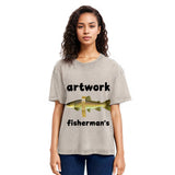 Tokyosol Interesting Fish Art Washed T-Shirt