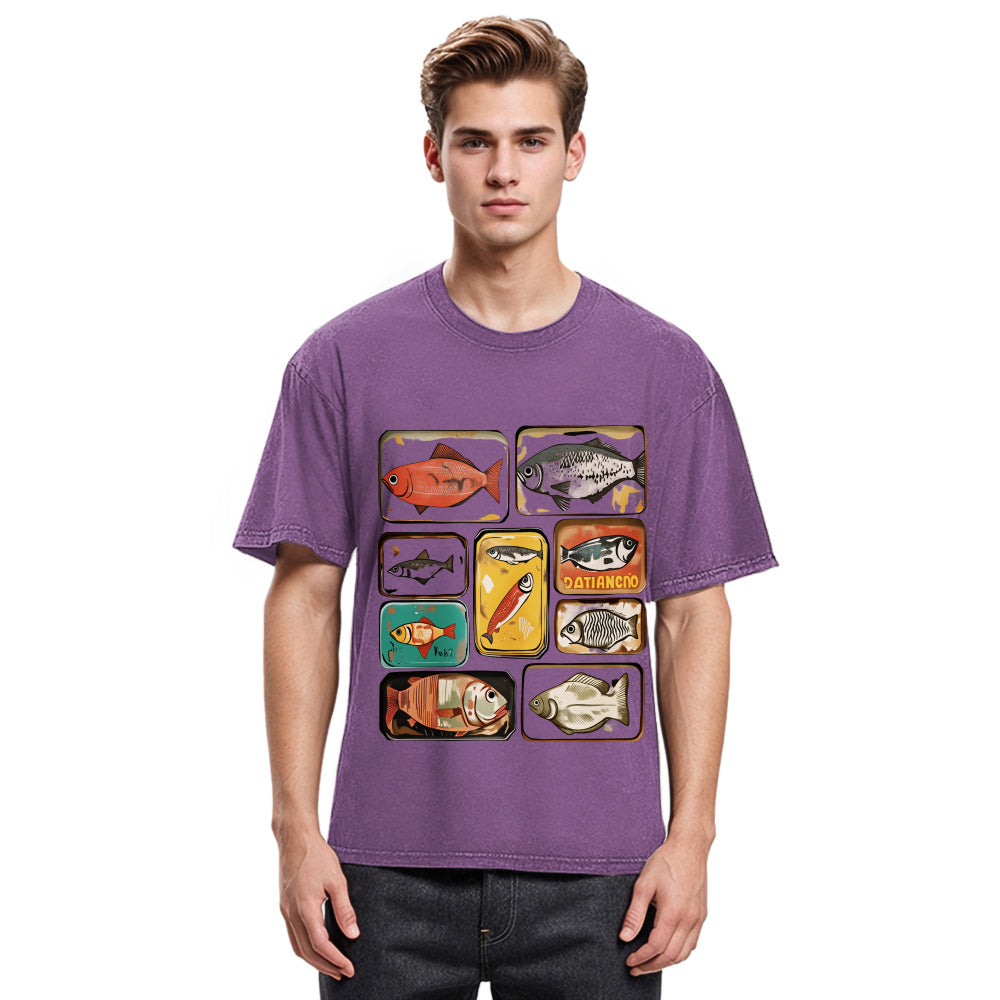 Tokyosol Vintage Canned Fish Washed T-Shirt