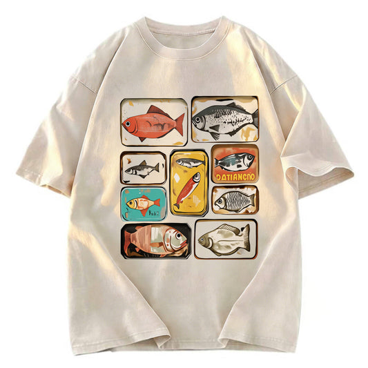 Tokyosol Vintage Canned Fish Washed T-Shirt