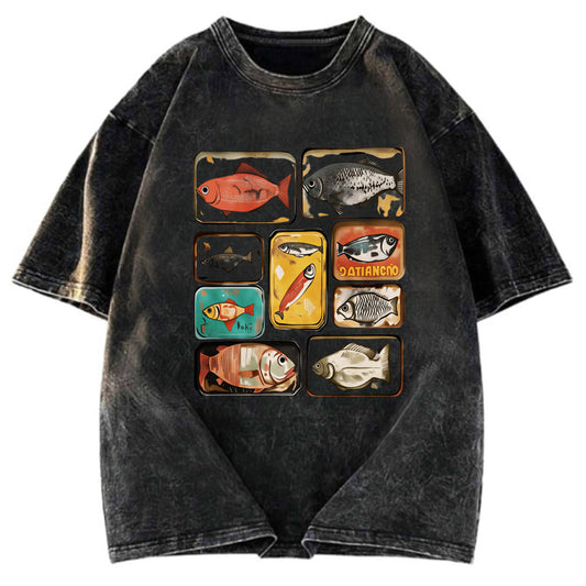 Tokyosol Vintage Canned Fish Washed T-Shirt