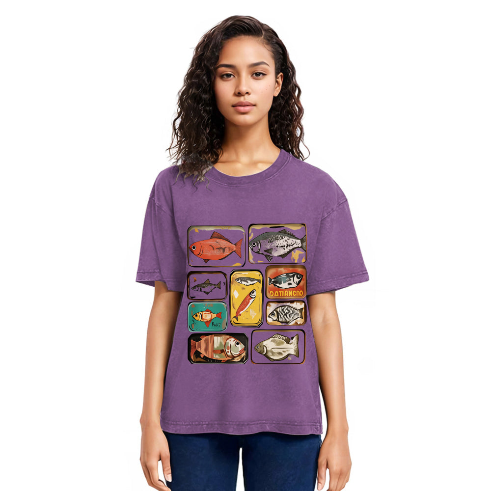 Tokyosol Vintage Canned Fish Washed T-Shirt